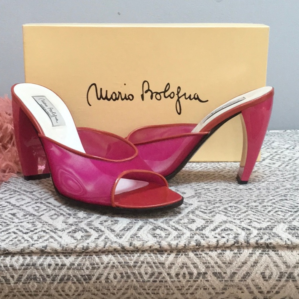 Mario Bologna hot pink mules